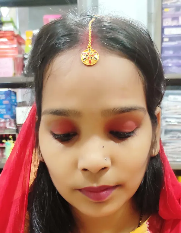 (Pack_Of_2)_Assamese_Traditional_Copper_Gold_Plated_Red_Black_Colour_Maang_Tikka_For_Women